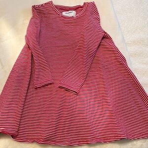 Old Navy Red and White Striped Long Sleeve Dress